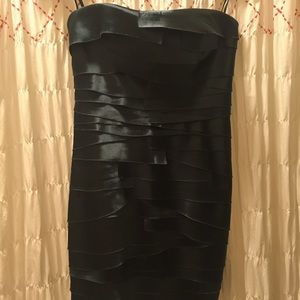 Bebe Strapless Cocktail Dress Silk Dark Green
